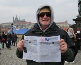 2013 Rolly on historic Charles Bridge, Prague, near the tomb of Tycho Brahe.